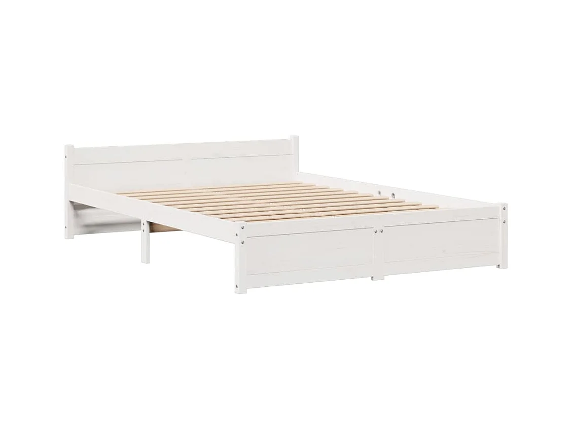Lit bibliothèque sans matelas blanc 135x190 cm bois pin massif