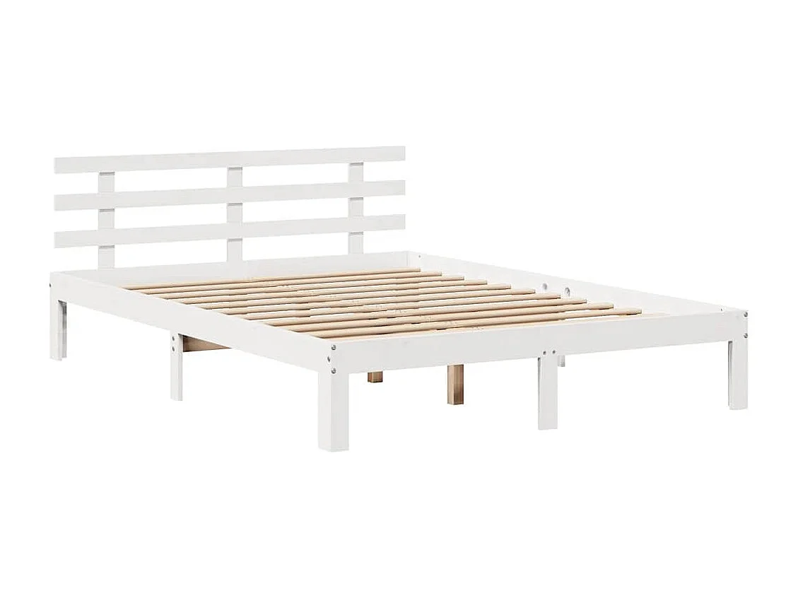 Lit bibliothèque sans matelas blanc 135x190 cm bois pin massif