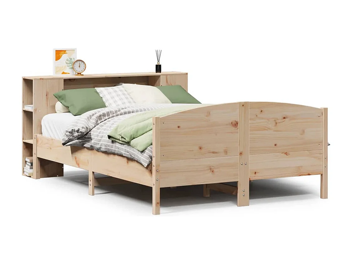 Cama con estantería sin colchón madera maciza de pino 120x200cm