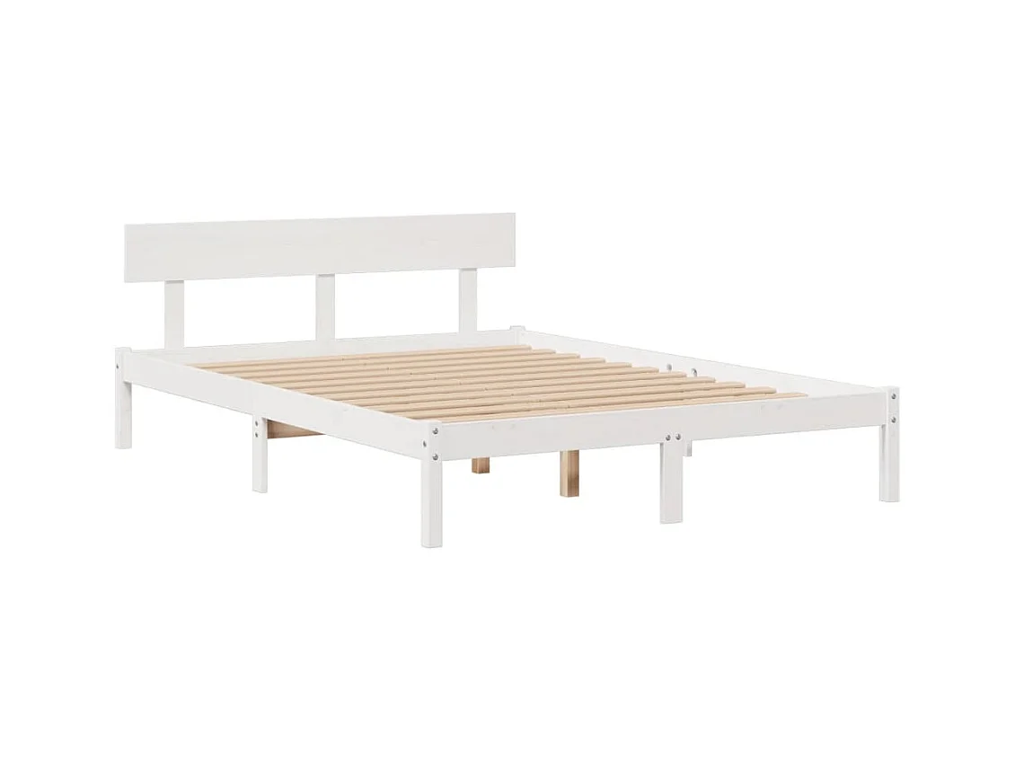 Lit bibliothèque sans matelas blanc 140x200 cm bois pin massif