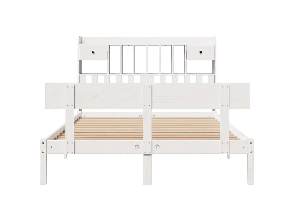 Letto Libreria senza Materasso Bianco 140x200 cm Legno di Pino