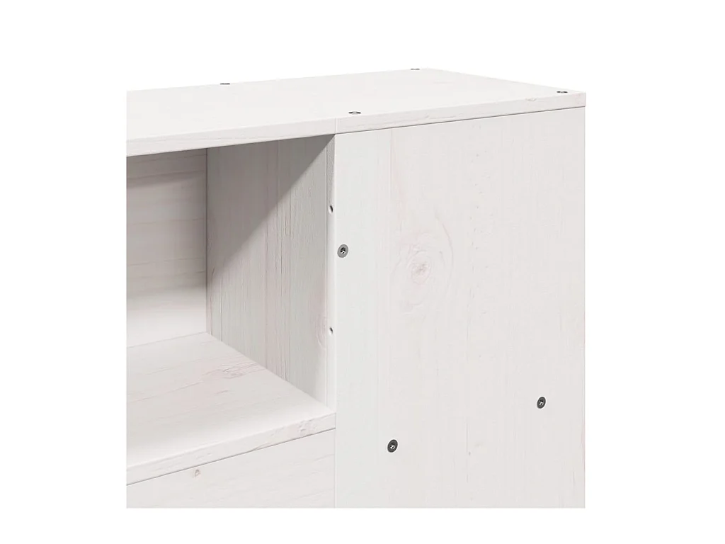 Lit bibliothèque sans matelas blanc 200x200 cm bois pin massif