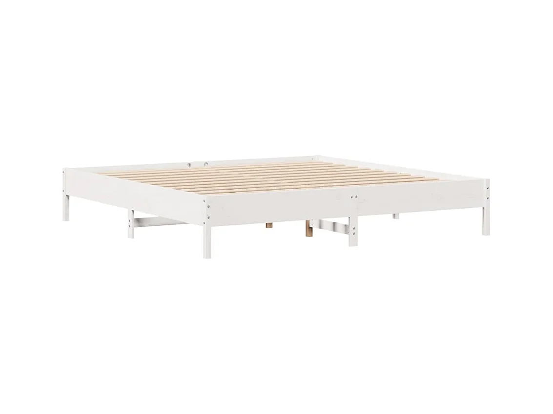 Lit bibliothèque sans matelas blanc 200x200 cm bois pin massif