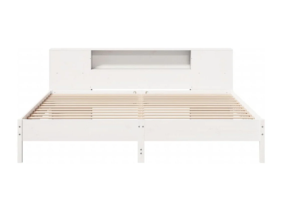Bed met boekenkast zonder matras grenenhout wit 200x200 cm