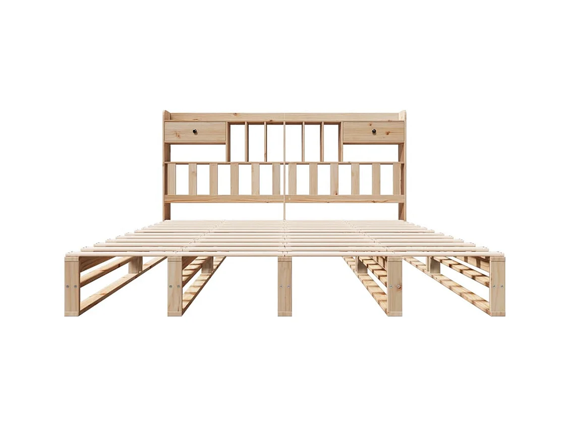 Cama con estantería sin colchón madera maciza de pino 180x200cm