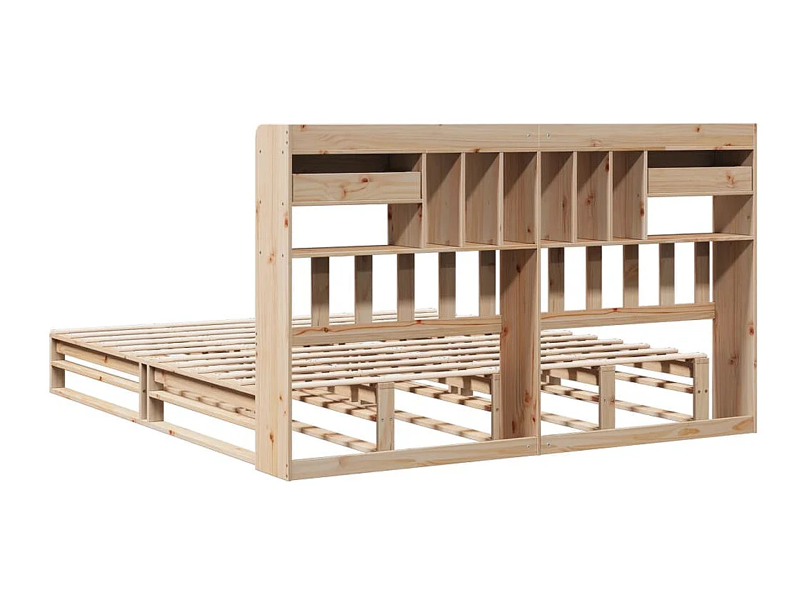 Cama con estantería sin colchón madera maciza de pino 180x200cm