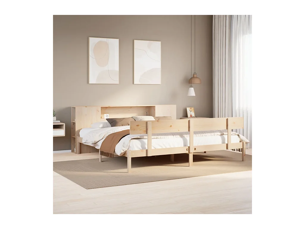 Letto Libreria senza Materasso 180x200 cm in Legno di Pino