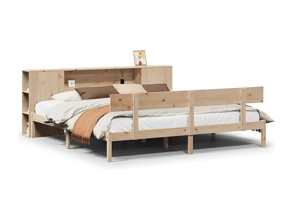 Massivholzbett mit Regal ohne Matratze 180x200 cm Kiefernholz