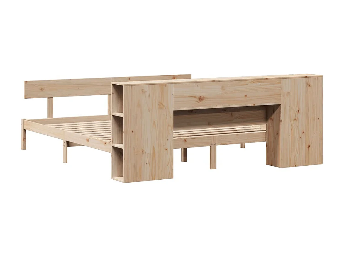 Massivholzbett mit Regal ohne Matratze 180x200 cm Kiefernholz