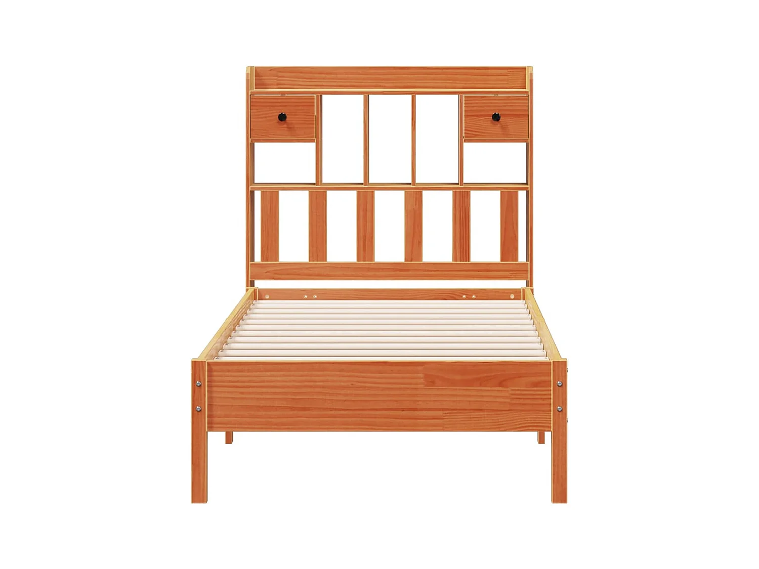 Lit bibliothèque sans matelas cire marron 100x200 cm pin massif