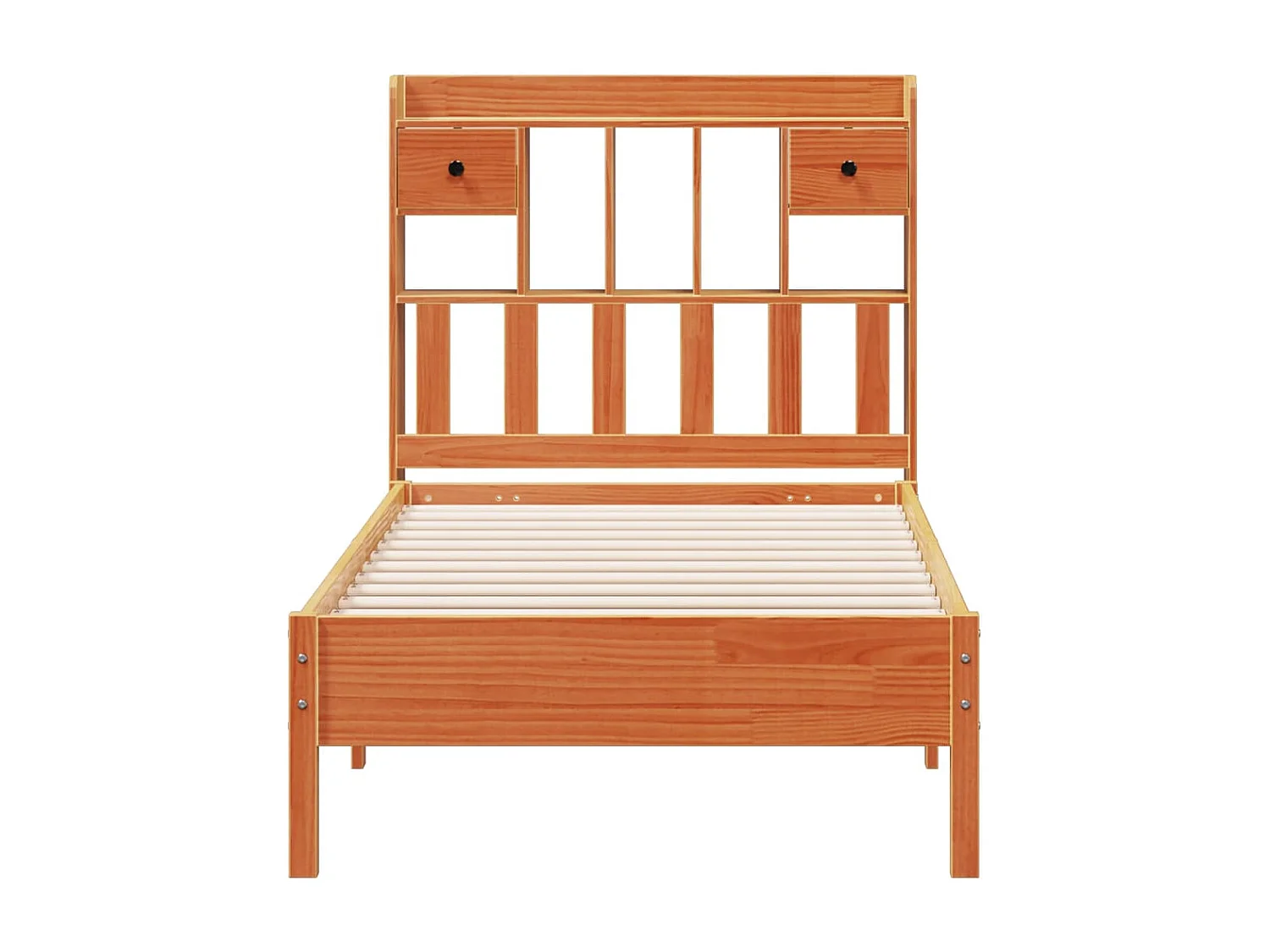Letto Libreria senza Materasso Marrone Cera 100x200 cm in Pino
