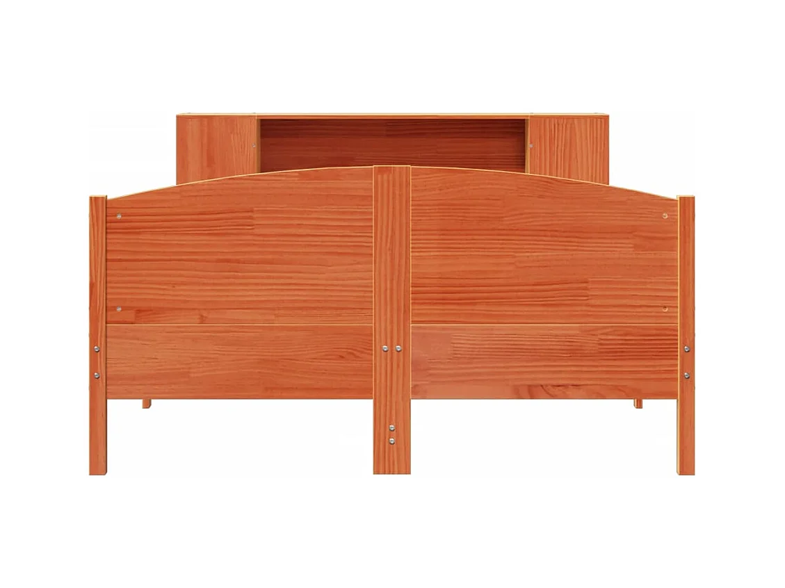 Lit bibliothèque sans matelas cire marron 160x200 cm pin massif