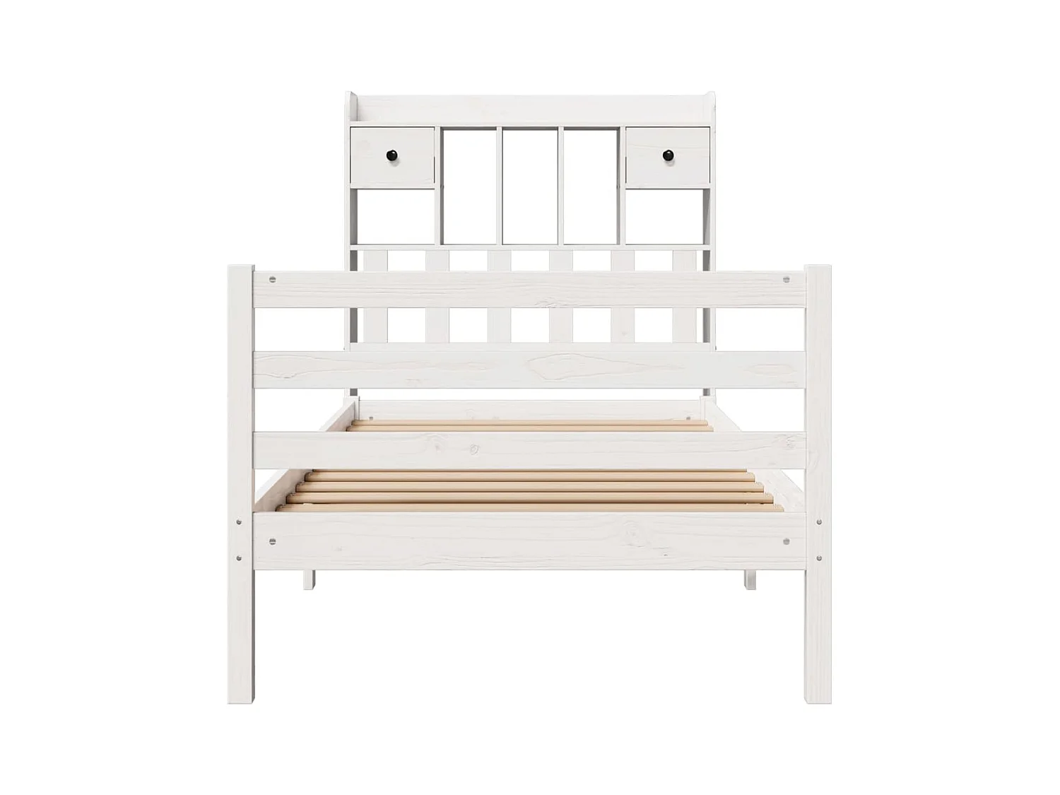 Lit bibliothèque sans matelas blanc 90x200cm bois de pin massif