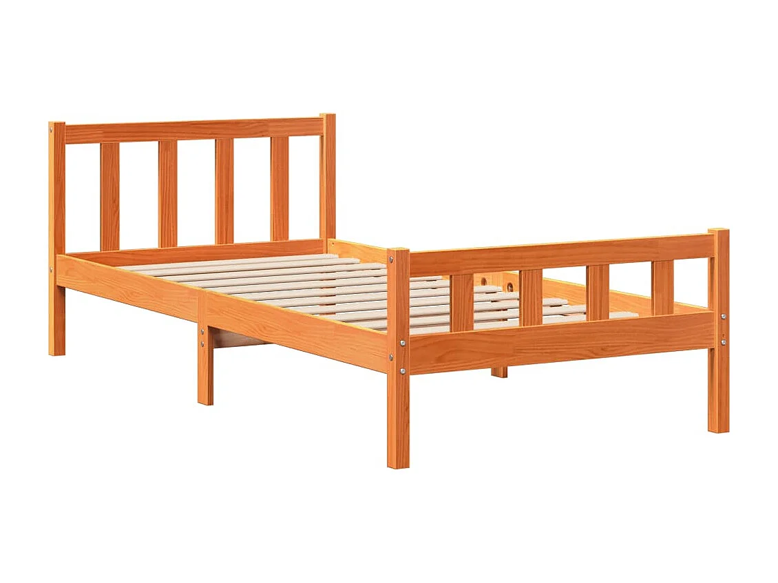 Bed met boekenkast zonder matras massief hout wasbruin 75x190cm
