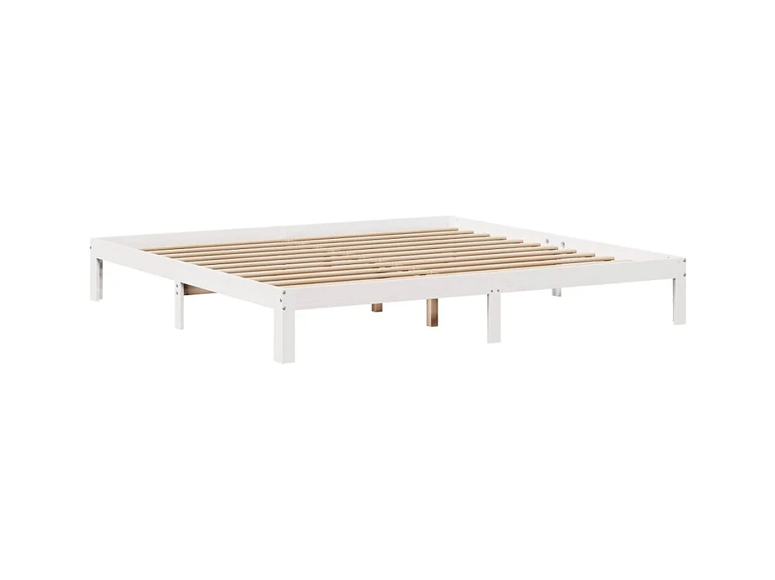 Lit bibliothèque sans matelas blanc 200x200 cm bois pin massif