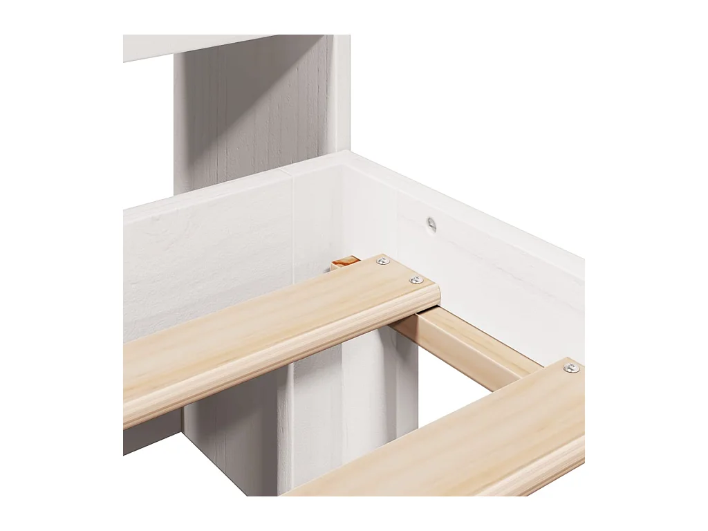 Lit bibliothèque sans matelas blanc 200x200 cm bois pin massif
