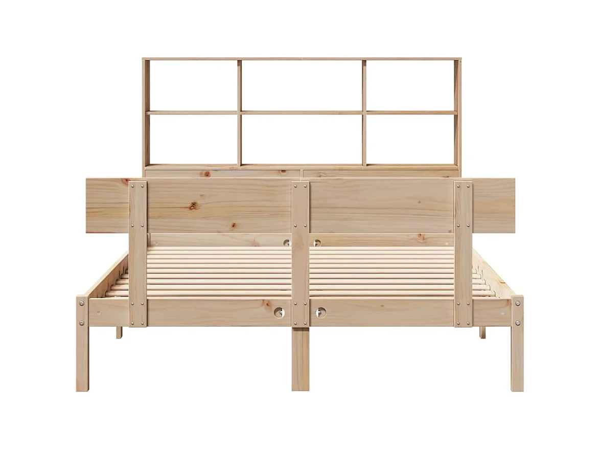 Lit bibliothèque sans matelas 140x190 cm bois de pin massif