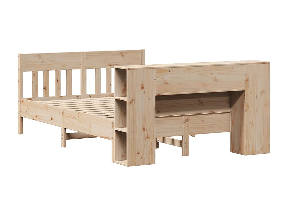 Lit bibliothèque sans matelas 140x200 cm bois massif de pin