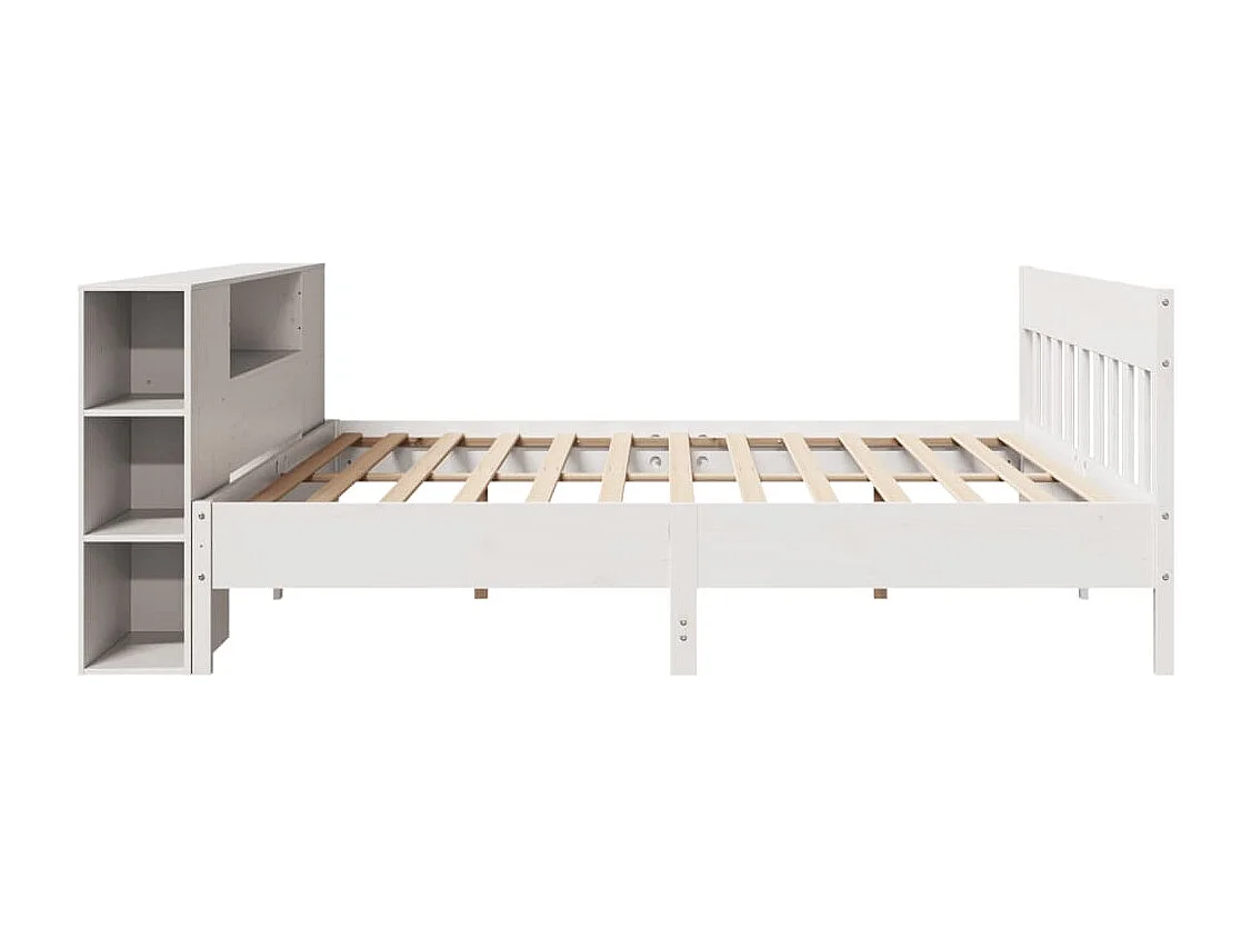 Bed met boekenkast zonder matras grenenhout wit 200x200 cm