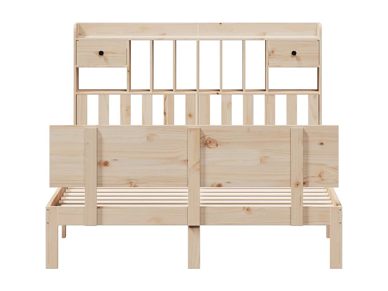 Cama con estantería sin colchón madera maciza de pino 160x200cm