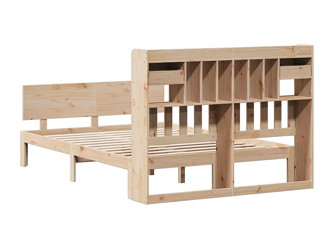 Cama con estantería sin colchón madera maciza de pino 160x200cm