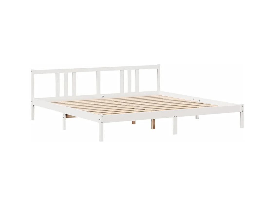 Lit bibliothèque sans matelas blanc 200x200 cm bois pin massif