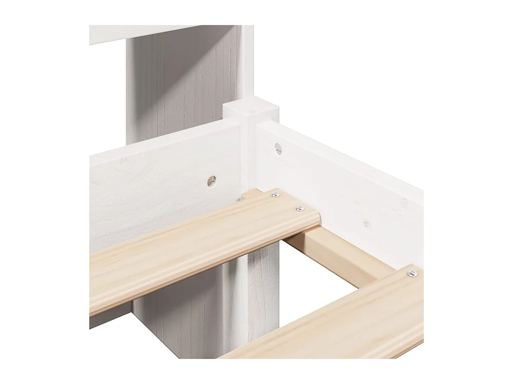 Lit bibliothèque sans matelas blanc 200x200 cm bois pin massif