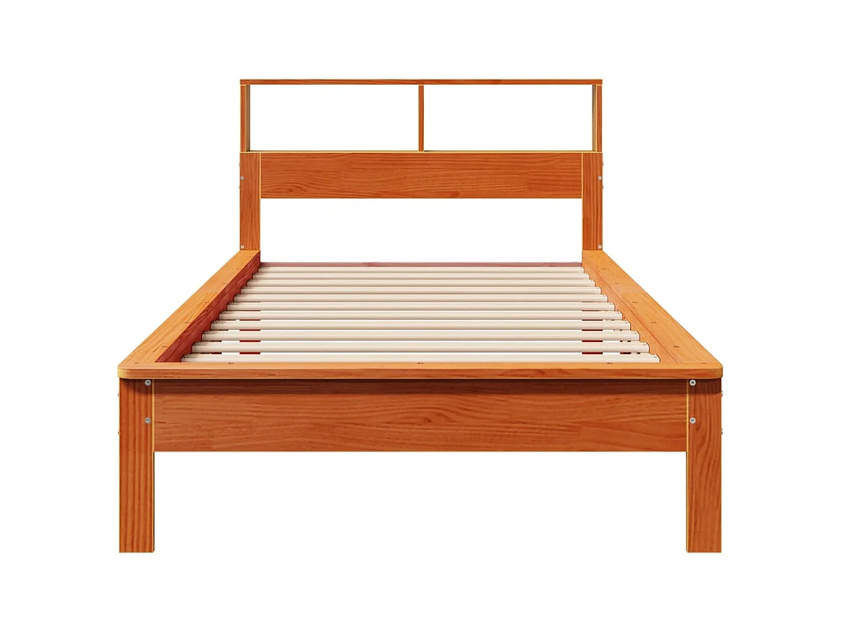 Lit bibliothèque sans matelas cire marron 90x200 cm pin massif