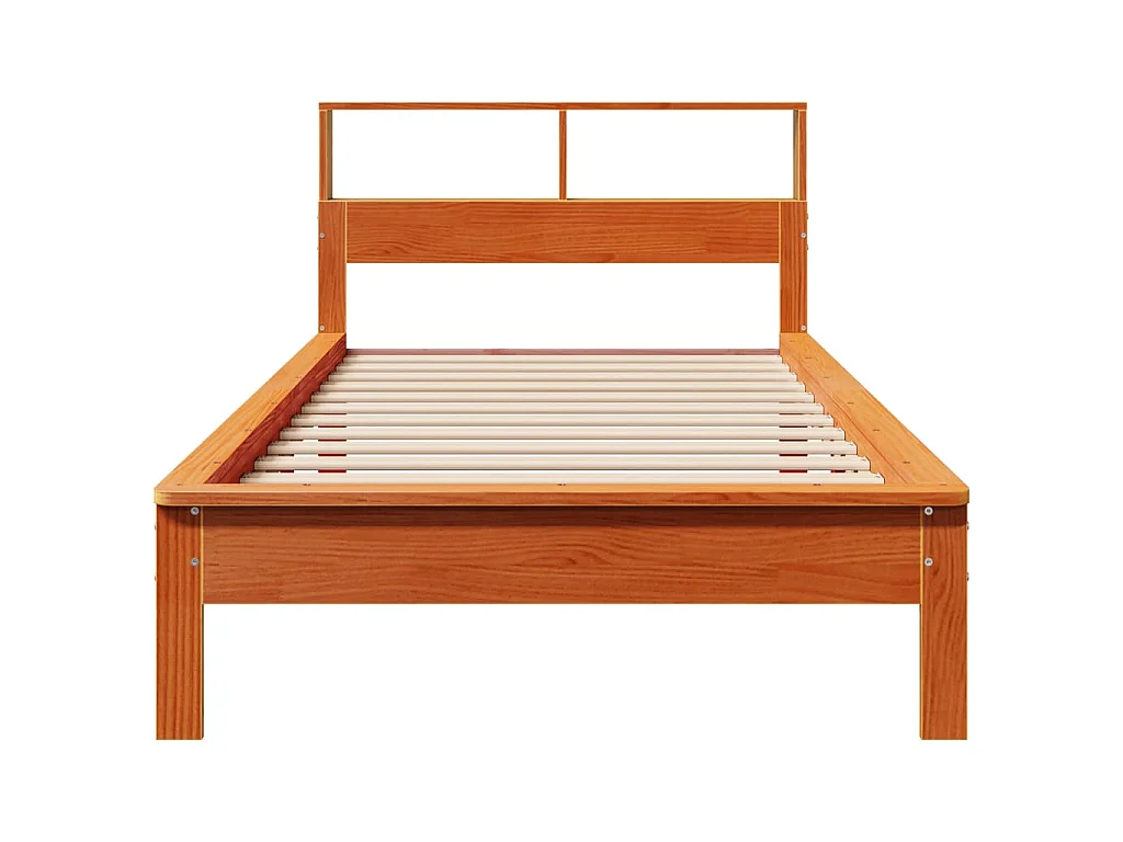 Letto Libreria senza Materasso Marrone Cera 90x200 cm in Pino
