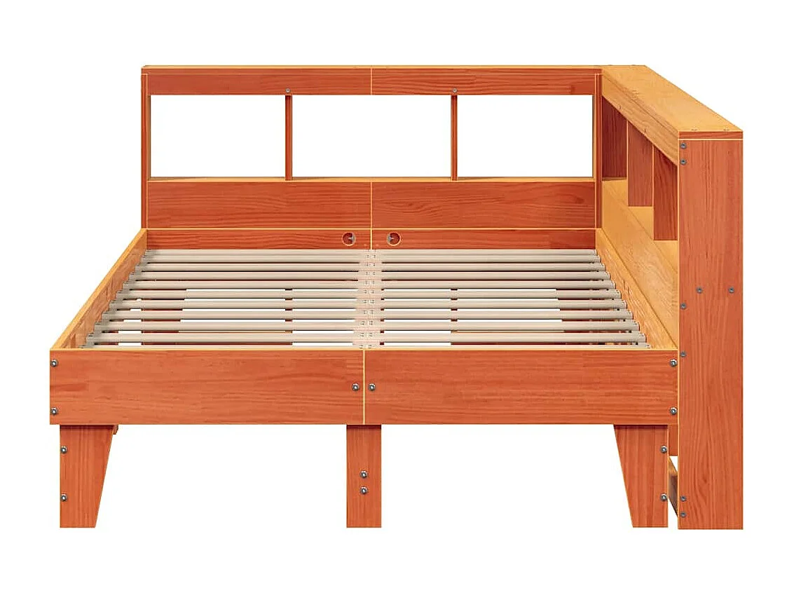 Lit bibliothèque sans matelas cire marron 120x190cm pin massif