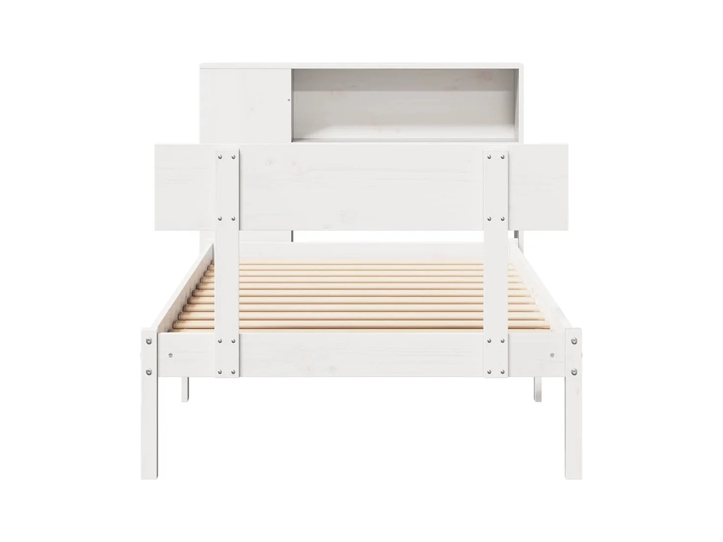Lit bibliothèque sans matelas blanc 75x190cm bois de pin massif