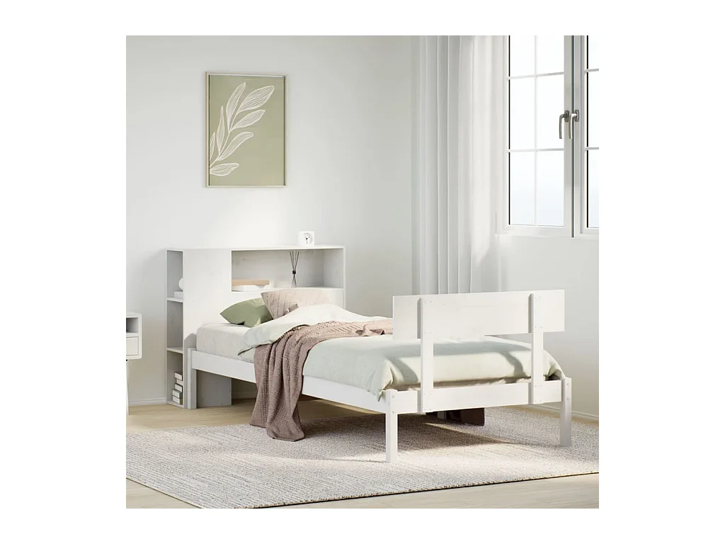 Letto con Libreria senza Materasso 75x190 cm in Legno Pino