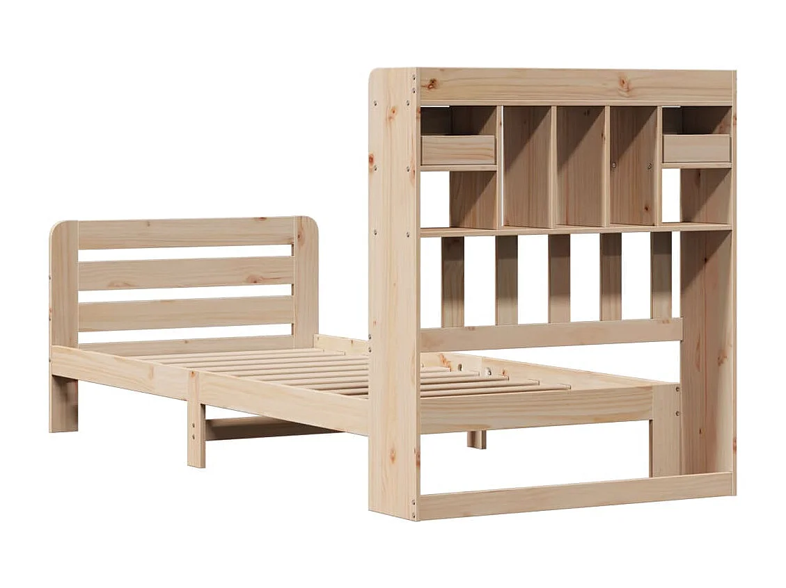 Cama com estante sem colchão 90x190 cm pinho maciço