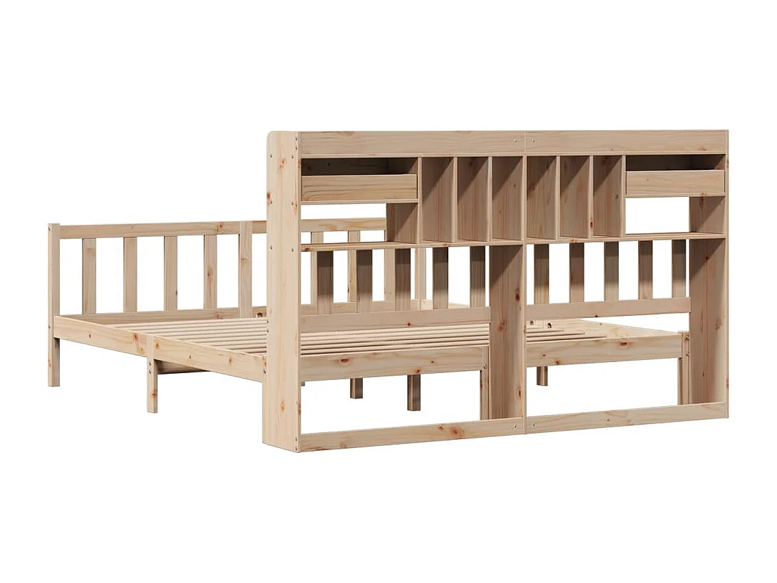 Lit bibliothèque sans matelas 180x200 cm bois massif de pin
