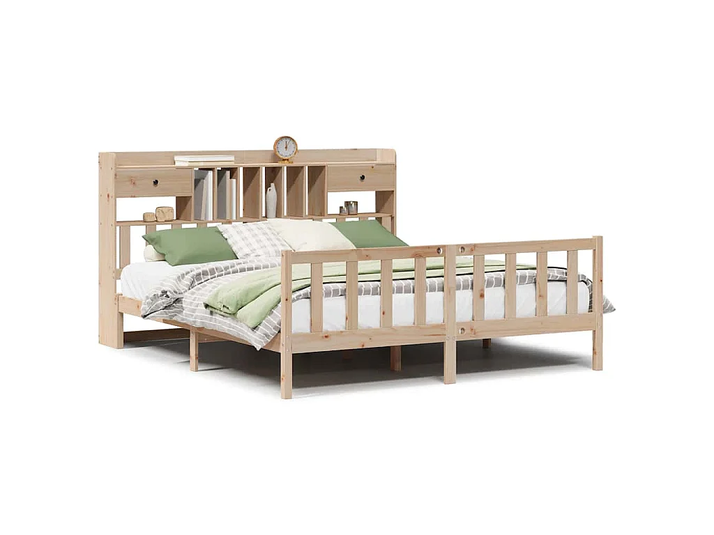 Massivholzbett mit Regal ohne Matratze 180x200 cm Kiefernholz