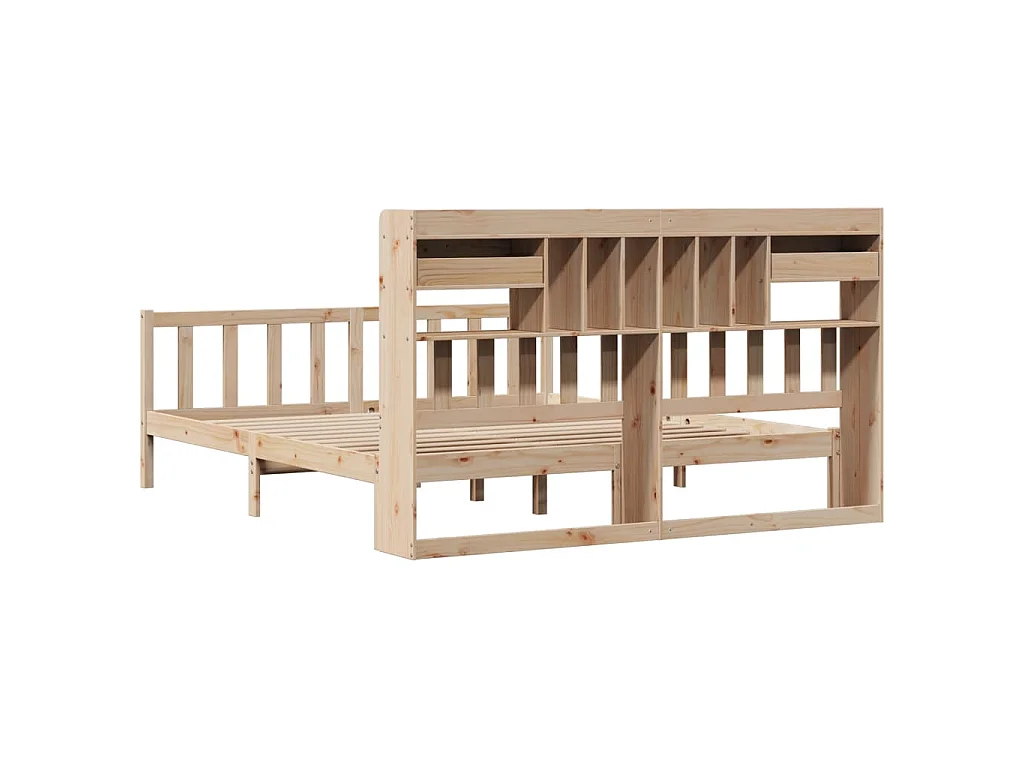 Massivholzbett mit Regal ohne Matratze 180x200 cm Kiefernholz