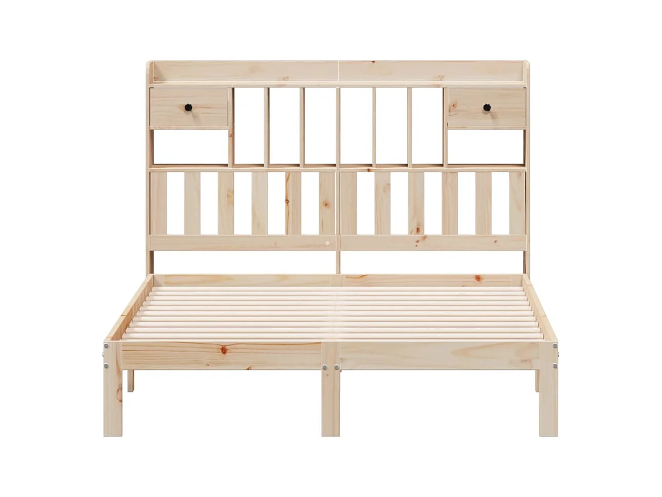 Cama con estantería sin colchón madera maciza de pino 135x190cm