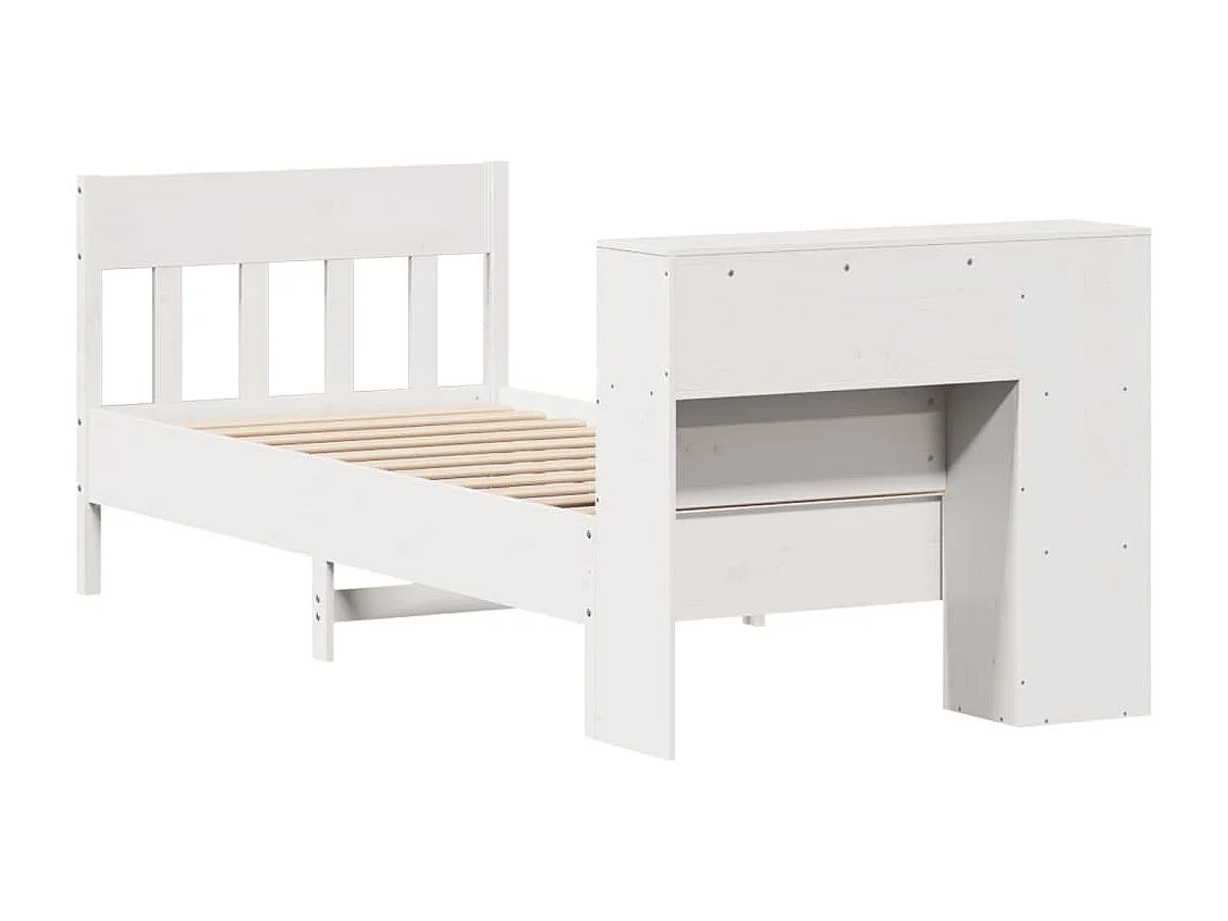 Letto Libreria senza Materasso Bianco 100x200 cm Legno di Pino