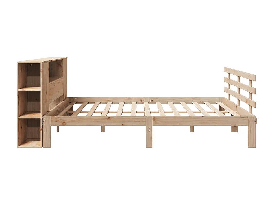 Lit bibliothèque sans matelas 180x200 cm bois massif de pin
