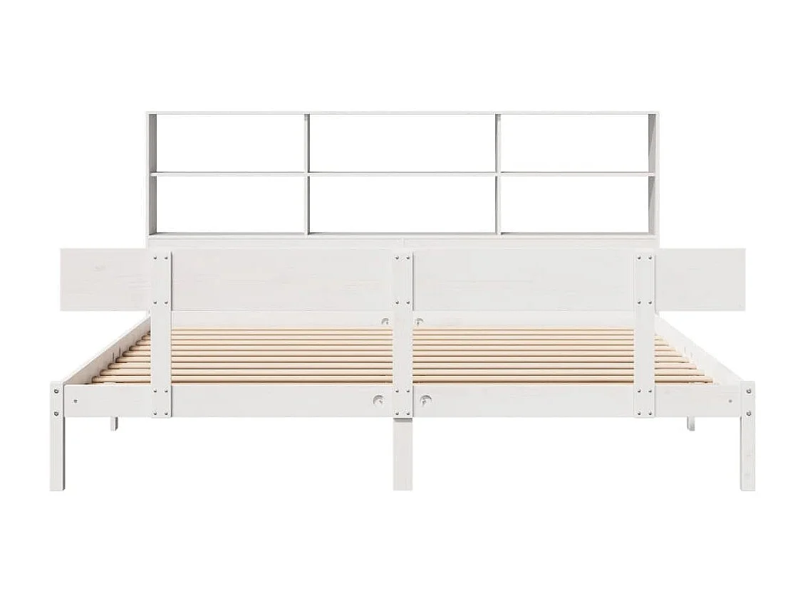 Cama com estante sem colchão 180x200 cm pinho maciço branco
