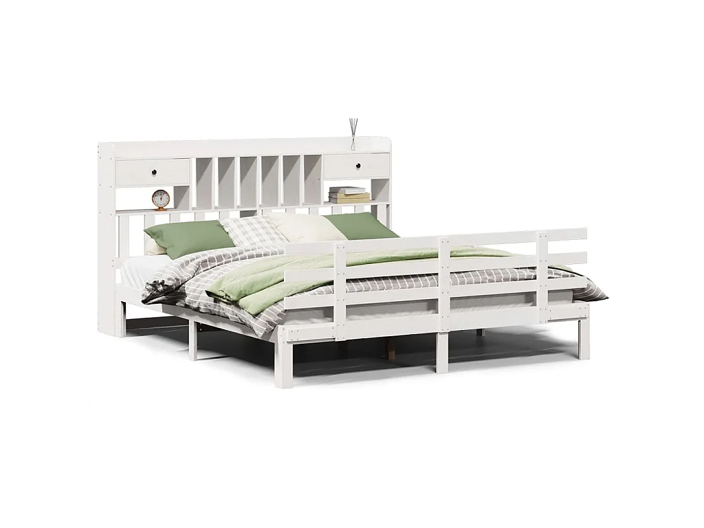 Giroletto con Libreria senza Materasso 180x200 cm in Legno Pino