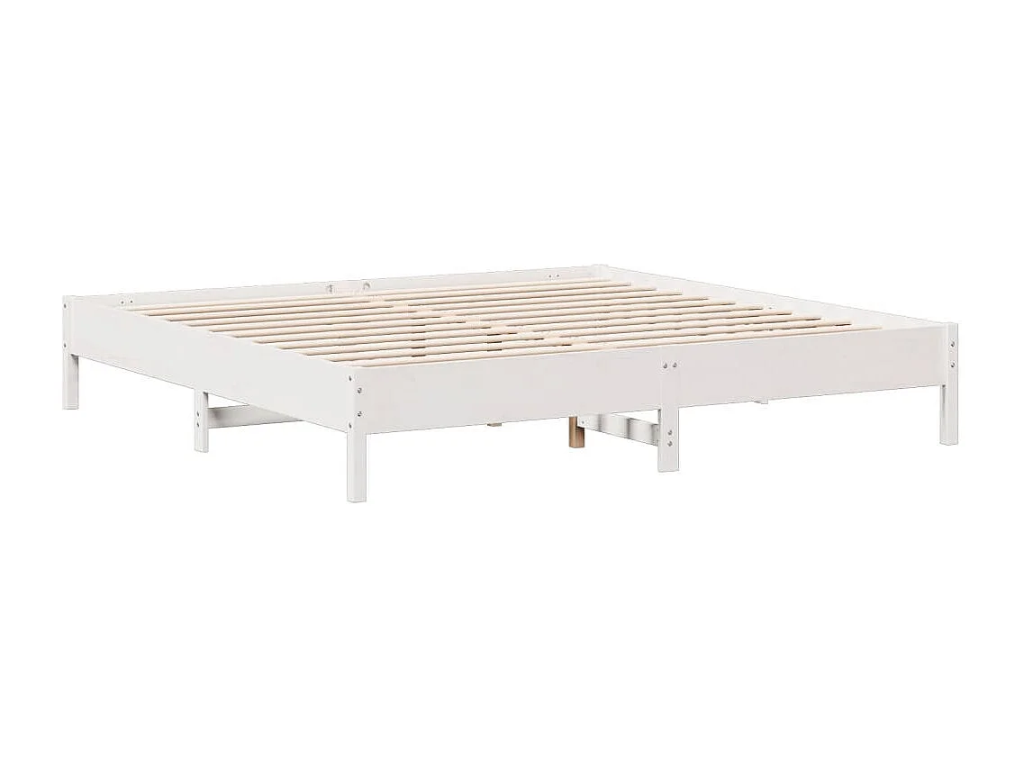 Cama con estantería sin colchón madera maciza blanca 180x200 cm