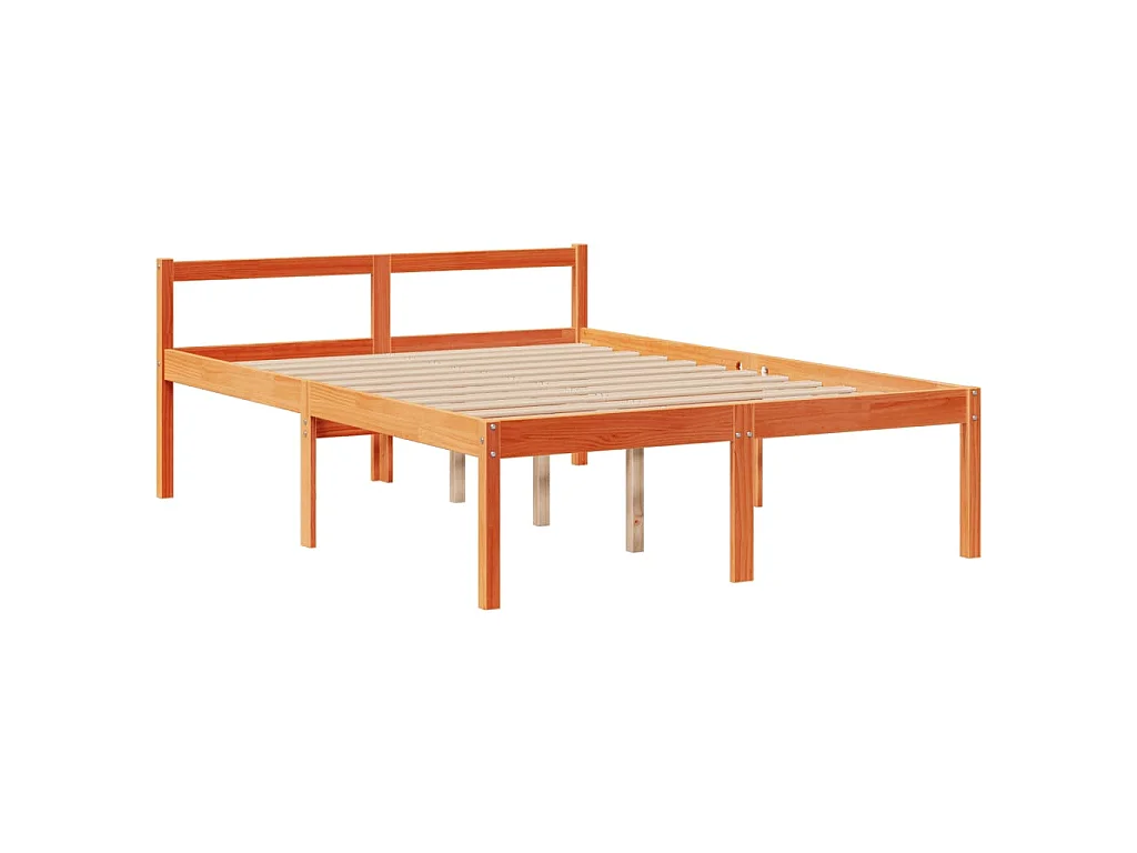Letto Libreria senza Materasso Marrone Cera 160x200 cm in Pino