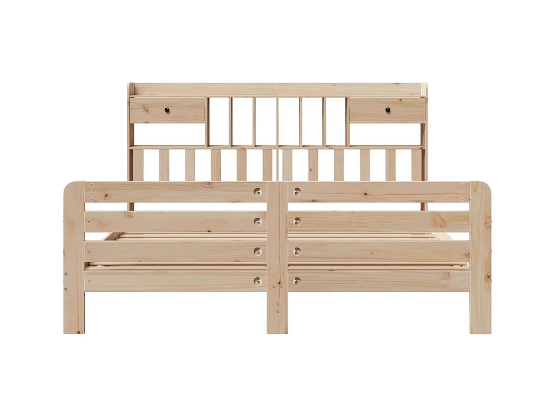 Lit bibliothèque sans matelas 180x200 cm bois massif de pin