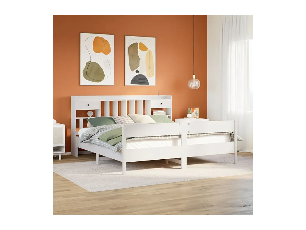 Giroletto con Libreria senza Materasso 180x200 cm in Legno Pino