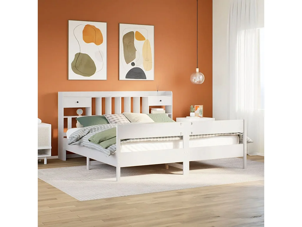 Giroletto con Libreria senza Materasso 180x200 cm in Legno Pino