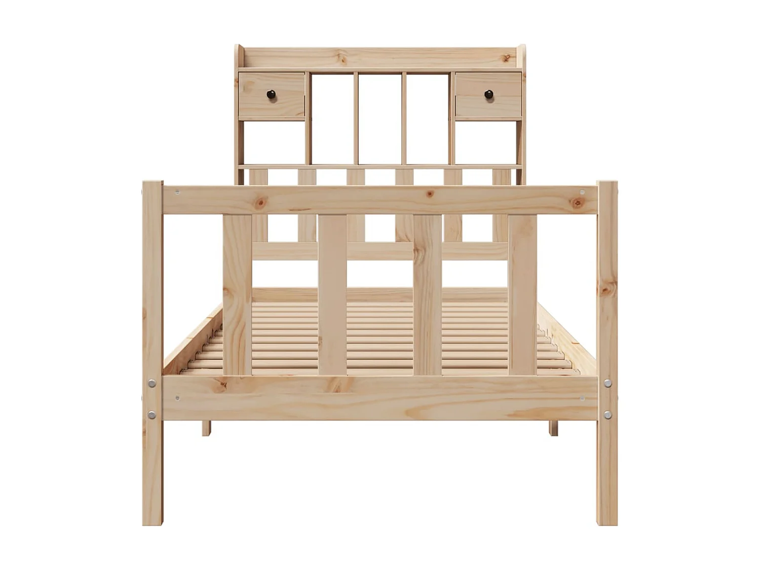 Bed met boekenkast zonder matras massief grenenhout 90x200 cm