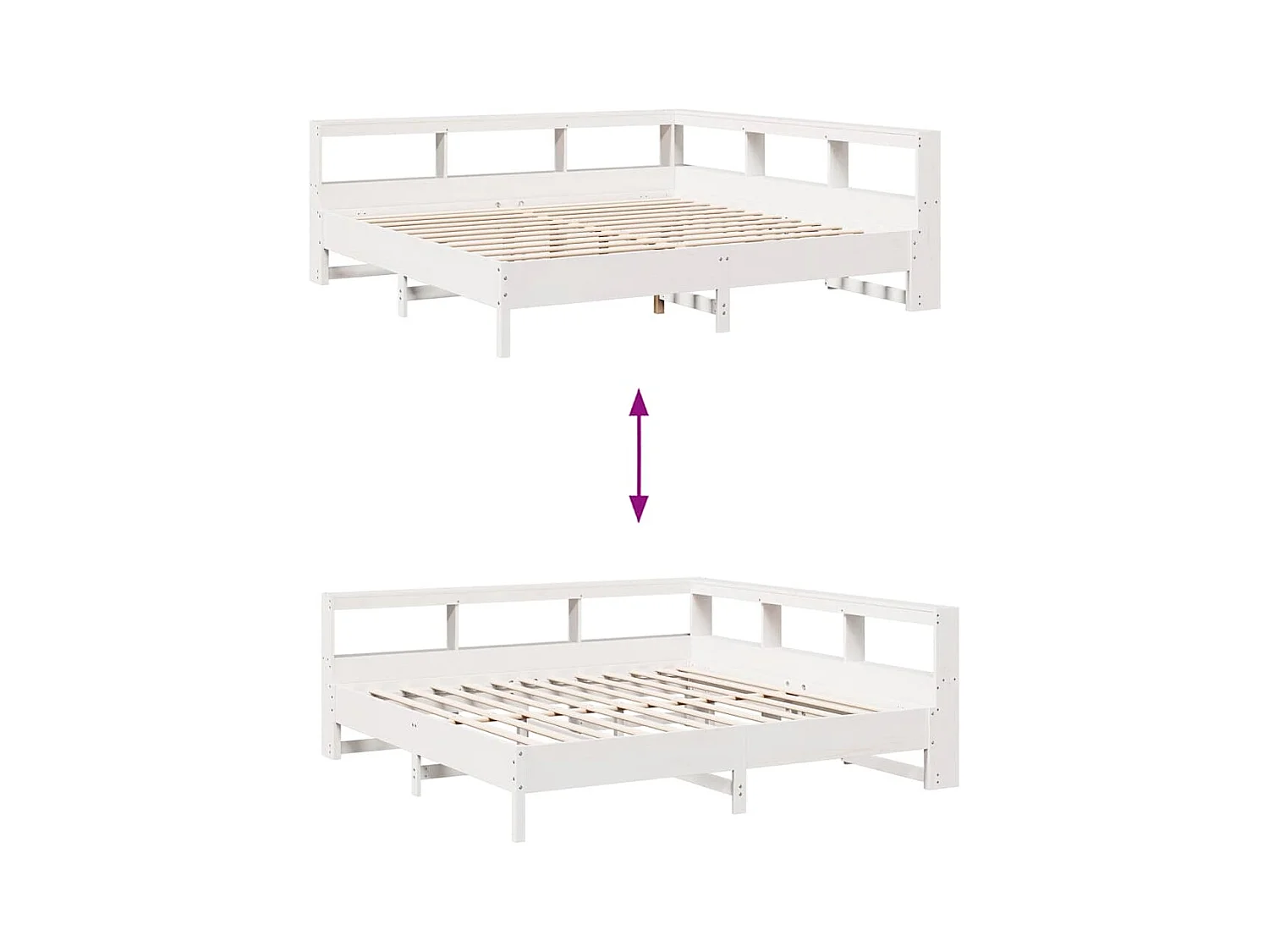 Giroletto con Libreria senza Materasso 180x200 cm in Legno Pino