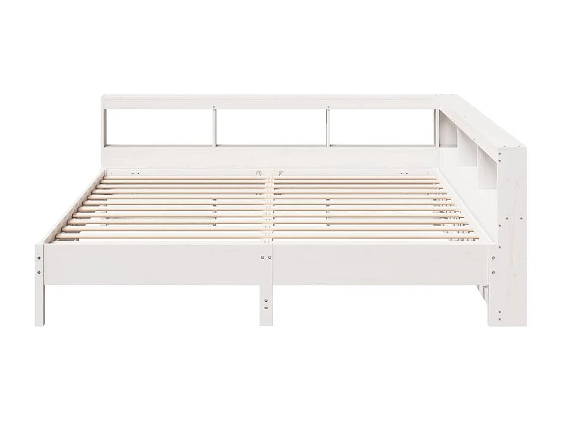 Bed met boekenkast zonder matras grenenhout wit 180x200 cm
