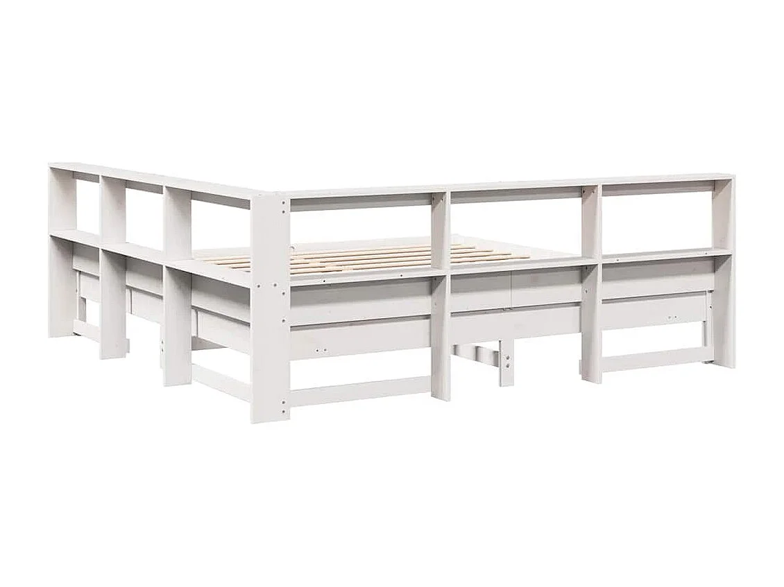 Bed met boekenkast zonder matras grenenhout wit 180x200 cm